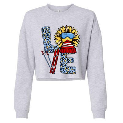 Skiing T Shirts Love Leopard Sunflower Graphic Plus Size Cropped Pullover Crew