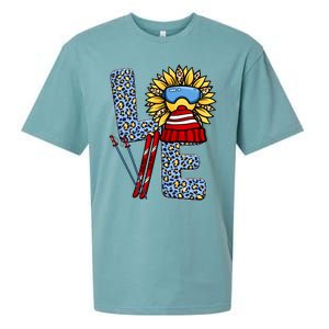 Skiing T Shirts Love Leopard Sunflower Graphic Plus Size Sueded Cloud Jersey T-Shirt