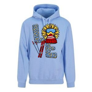 Skiing T Shirts Love Leopard Sunflower Graphic Plus Size Unisex Surf Hoodie