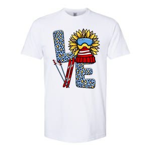 Skiing T Shirts Love Leopard Sunflower Graphic Plus Size Softstyle CVC T-Shirt