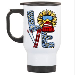 Skiing T Shirts Love Leopard Sunflower Graphic Plus Size Stainless Steel Travel Mug