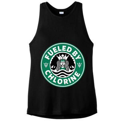 Swim Team Swimming Funny Parody Fueled by Chlorine Ladies PosiCharge Tri-Blend Wicking Tank