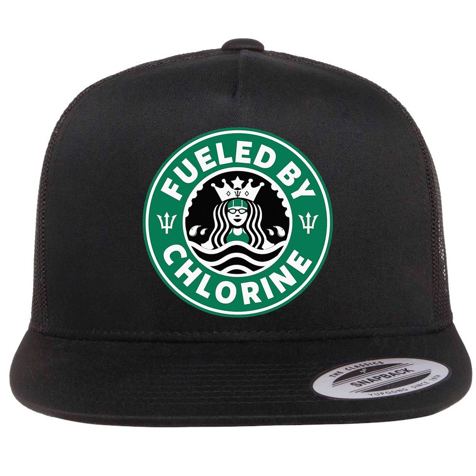 Swim Team Swimming Funny Parody Fueled by Chlorine Flat Bill Trucker Hat