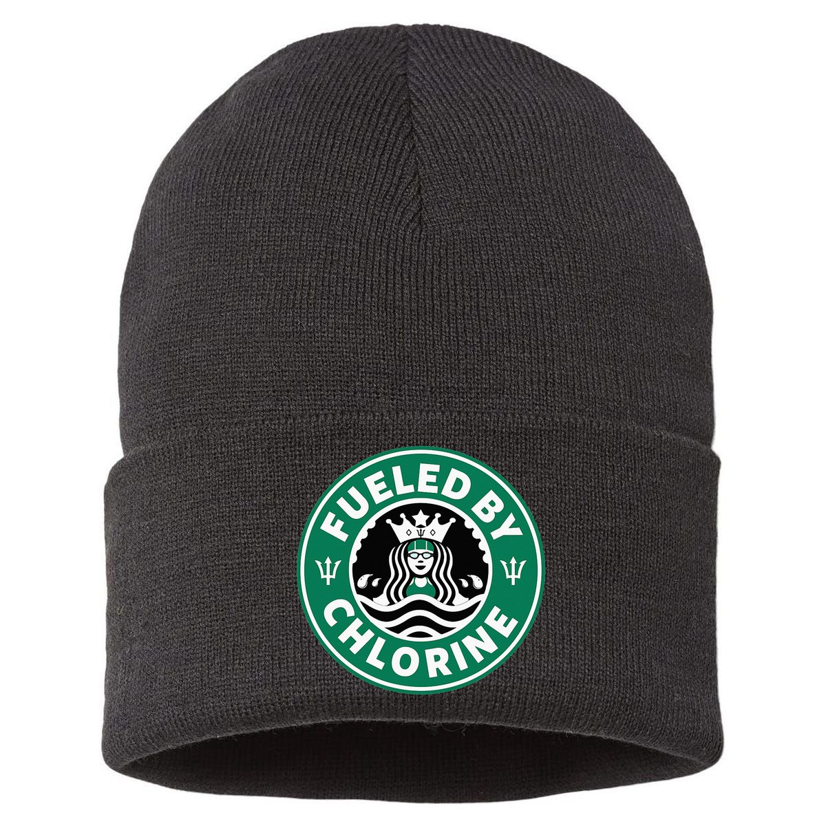 Swim Team Swimming Funny Parody Fueled by Chlorine Sustainable Knit Beanie
