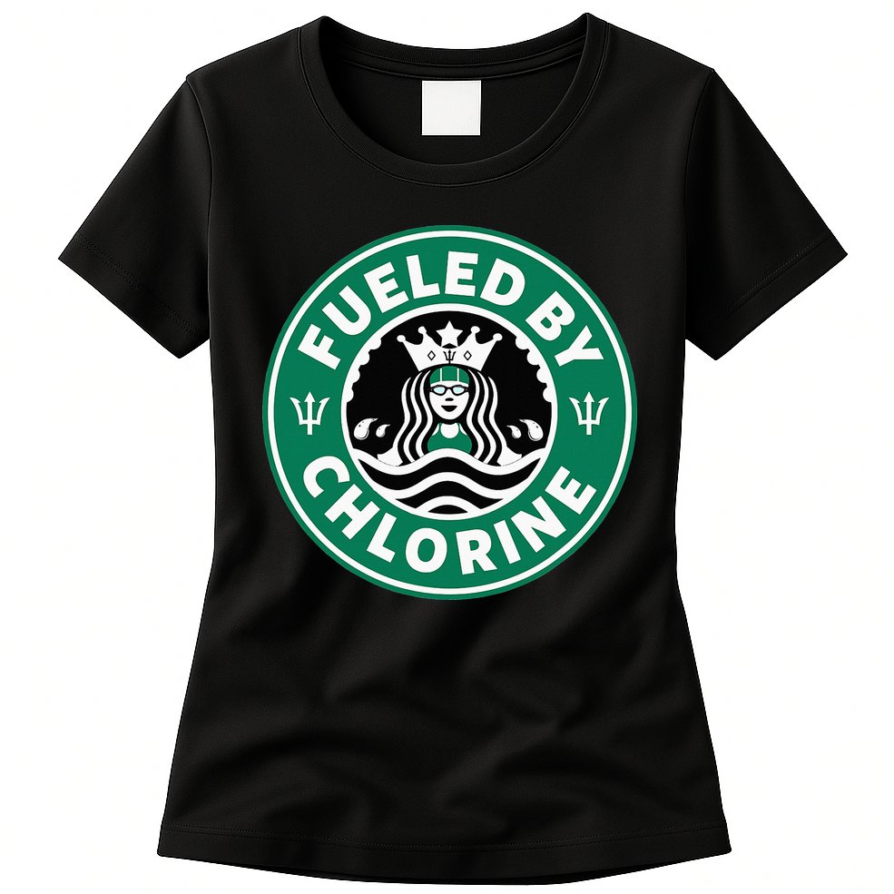 Swim Team Swimming Funny Parody Fueled by Chlorine Womens T-Shirt