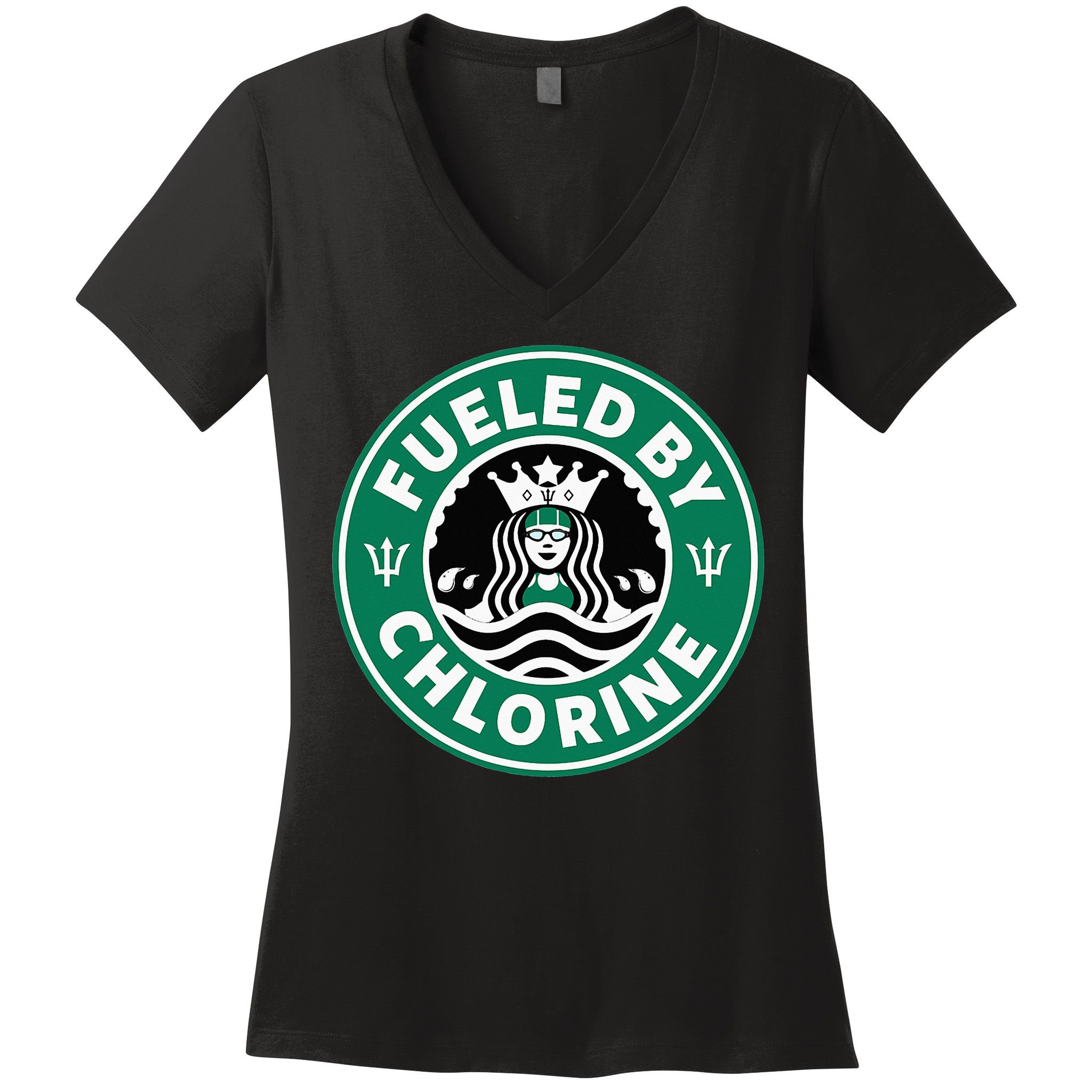 Swim Team Swimming Funny Parody Fueled by Chlorine Women's V-Neck T-Shirt