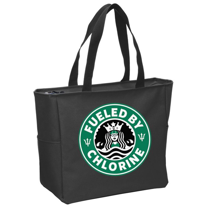 Swim Team Swimming Funny Parody Fueled by Chlorine Zip Tote Bag