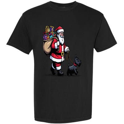 Scottish Terrier Santa Claus Funny Dog Christmas Garment-Dyed Heavyweight T-Shirt