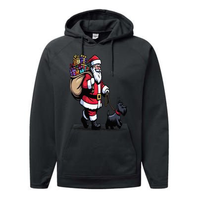 Scottish Terrier Santa Claus Funny Dog Christmas Performance Fleece Hoodie