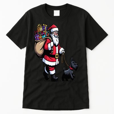 Scottish Terrier Santa Claus Funny Dog Christmas Tall T-Shirt