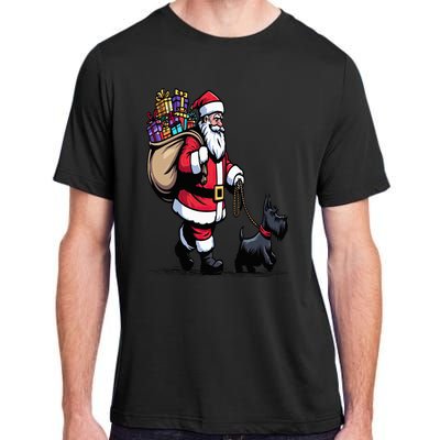 Scottish Terrier Santa Claus Funny Dog Christmas Adult ChromaSoft Performance T-Shirt