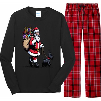 Scottish Terrier Santa Claus Funny Dog Christmas Long Sleeve Pajama Set