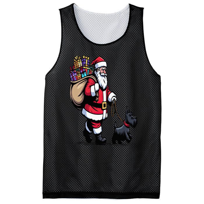 Scottish Terrier Santa Claus Funny Dog Christmas Mesh Reversible Basketball Jersey Tank