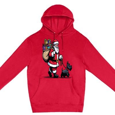 Scottish Terrier Santa Claus Funny Dog Christmas Premium Pullover Hoodie