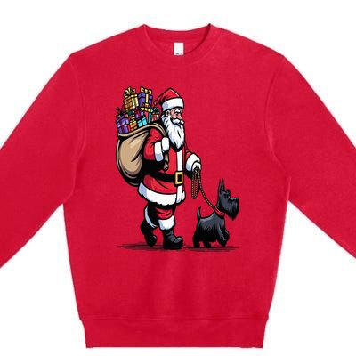 Scottish Terrier Santa Claus Funny Dog Christmas Premium Crewneck Sweatshirt