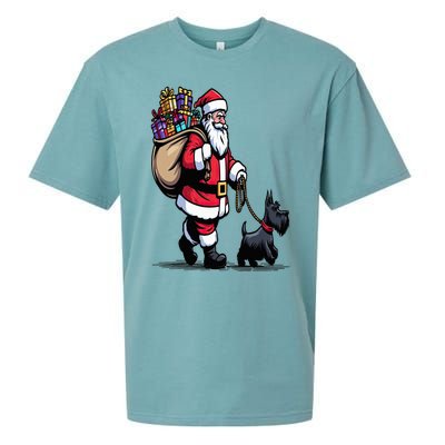 Scottish Terrier Santa Claus Funny Dog Christmas Sueded Cloud Jersey T-Shirt