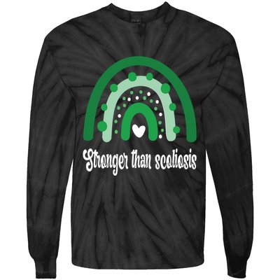 Stronger Than Scoliosis Rainbow Tie-Dye Long Sleeve Shirt
