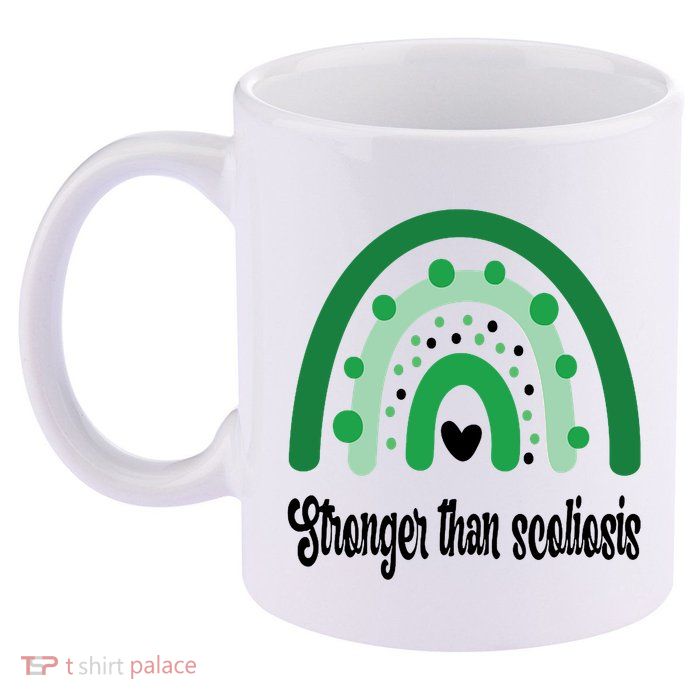 Stronger Than Scoliosis Rainbow 11oz C Handle Ceramic Mug
