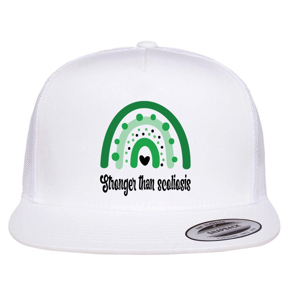 Stronger Than Scoliosis Rainbow Flat Bill Trucker Hat