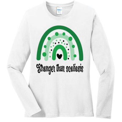 Stronger Than Scoliosis Rainbow Ladies Long Sleeve Shirt