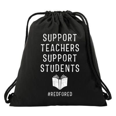 Support Teachers Support Students Red For Ed Drawstring Bag