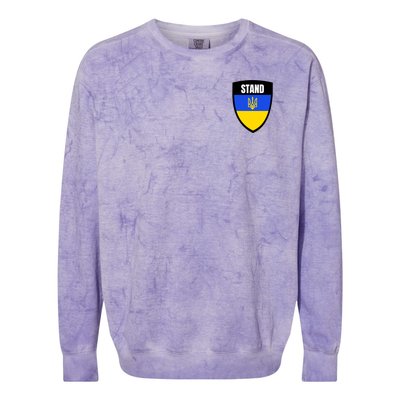 Stand Tactical Support Ukrainian Flag Shield I Stand With Ukraine Military Colorblast Crewneck Sweatshirt