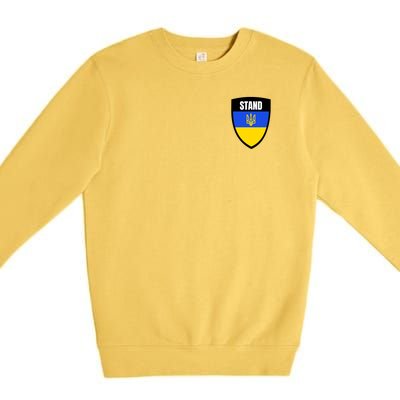 Stand Tactical Support Ukrainian Flag Shield I Stand With Ukraine Military Premium Crewneck Sweatshirt