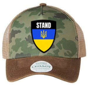 Stand Tactical Support Ukrainian Flag Shield I Stand With Ukraine Military Legacy Tie Dye Trucker Hat