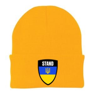 Stand Tactical Support Ukrainian Flag Shield I Stand With Ukraine Military Knit Cap Winter Beanie