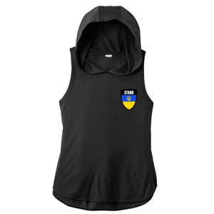 Stand Tactical Support Ukrainian Flag Shield I Stand With Ukraine Military Ladies PosiCharge Tri-Blend Wicking Draft Hoodie Tank