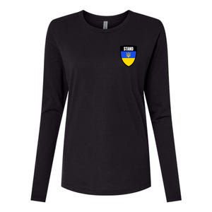 Stand Tactical Support Ukrainian Flag Shield I Stand With Ukraine Military Womens Cotton Relaxed Long Sleeve T-Shirt