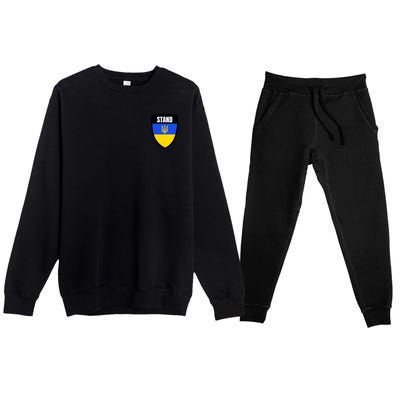 Stand Tactical Support Ukrainian Flag Shield I Stand With Ukraine Military Premium Crewneck Sweatsuit Set