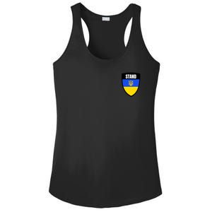 Stand Tactical Support Ukrainian Flag Shield I Stand With Ukraine Military Ladies PosiCharge Competitor Racerback Tank