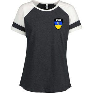 Stand Tactical Support Ukrainian Flag Shield I Stand With Ukraine Military Enza Ladies Jersey Colorblock Tee