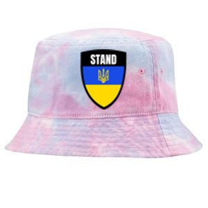 Stand Tactical Support Ukrainian Flag Shield I Stand With Ukraine Military Tie-Dyed Bucket Hat