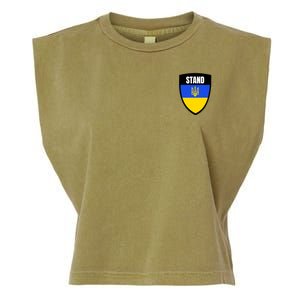 Stand Tactical Support Ukrainian Flag Shield I Stand With Ukraine Military Garment-Dyed Women's Muscle Tee