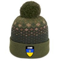 Stand Tactical Support Ukrainian Flag Shield I Stand With Ukraine Military The Baniff Cuffed Pom Beanie