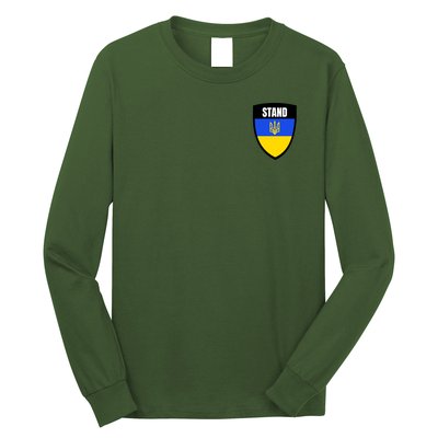 Stand Tactical Support Ukrainian Flag Shield I Stand With Ukraine Military Long Sleeve Shirt