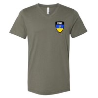 Stand Tactical Support Ukrainian Flag Shield I Stand With Ukraine Military V-Neck T-Shirt