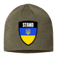 Stand Tactical Support Ukrainian Flag Shield I Stand With Ukraine Military Sustainable Beanie