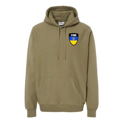 Stand Tactical Support Ukrainian Flag Shield I Stand With Ukraine Military Premium Hoodie