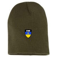 Stand Tactical Support Ukrainian Flag Shield I Stand With Ukraine Military Short Acrylic Beanie