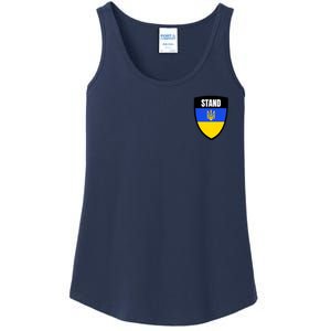 Stand Tactical Support Ukrainian Flag Shield I Stand With Ukraine Military Ladies Essential Tank