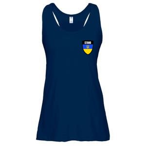 Stand Tactical Support Ukrainian Flag Shield I Stand With Ukraine Military Ladies Essential Flowy Tank