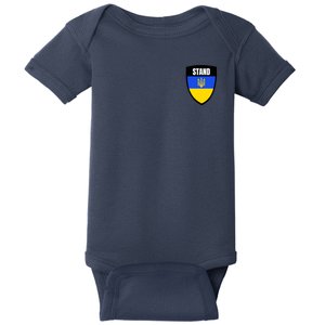 Stand Tactical Support Ukrainian Flag Shield I Stand With Ukraine Military Baby Bodysuit