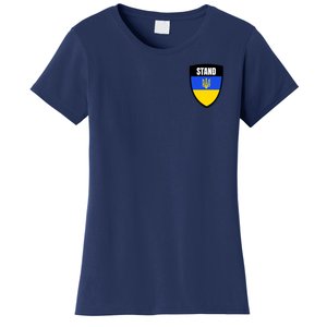 Stand Tactical Support Ukrainian Flag Shield I Stand With Ukraine Military Women's T-Shirt