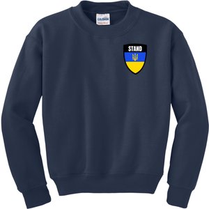 Stand Tactical Support Ukrainian Flag Shield I Stand With Ukraine Military Kids Sweatshirt