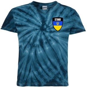 Stand Tactical Support Ukrainian Flag Shield I Stand With Ukraine Military Kids Tie-Dye T-Shirt