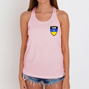 Stand Tactical Support Ukrainian Flag Shield I Stand With Ukraine Military Women's Knotted Racerback Tank