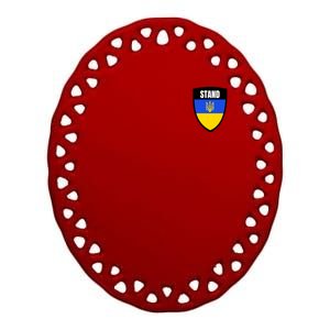 Stand Tactical Support Ukrainian Flag Shield I Stand With Ukraine Military Ceramic Oval Ornament